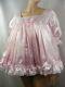 Sissy Adult Baby Pink Satin Lace Dress Plus Sizes Available