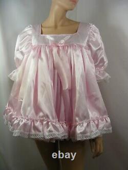 Sissy ADULT baby PINK SATIN LACE dress PLUS SIZES AVAILABLE