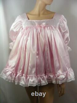 Sissy ADULT baby PINK SATIN LACE dress PLUS SIZES AVAILABLE