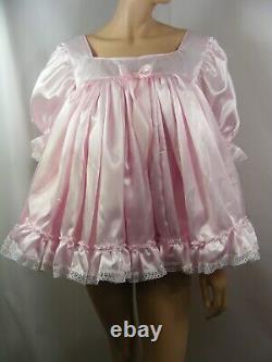 Sissy ADULT baby PINK SATIN LACE dress PLUS SIZES AVAILABLE