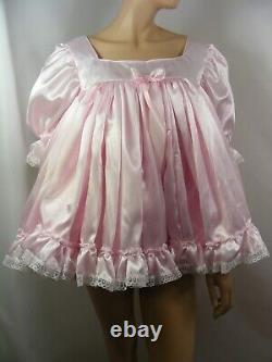 Sissy ADULT baby PINK SATIN LACE dress PLUS SIZES AVAILABLE