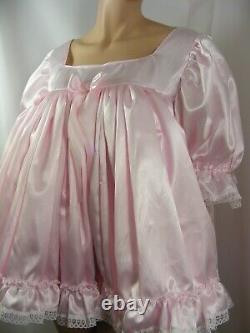 Sissy ADULT baby PINK SATIN LACE dress PLUS SIZES AVAILABLE