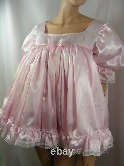 Sissy ADULT baby PINK SATIN LACE dress PLUS SIZES AVAILABLE