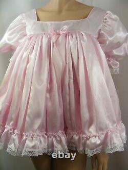 Sissy ADULT baby PINK SATIN LACE dress PLUS SIZES AVAILABLE