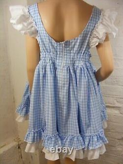Sissy ADULT baby blue gingham pinafore dress plus sizes available