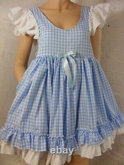 Sissy ADULT baby blue gingham pinafore dress plus sizes available