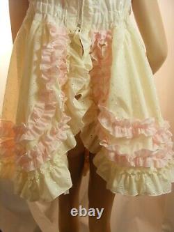 Sissy ADULT baby cream analgise pink trim dress negligee nightie