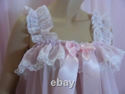 Sissy ADULT baby dress pink chiffon babydoll negligee nightie fancydress cosplay