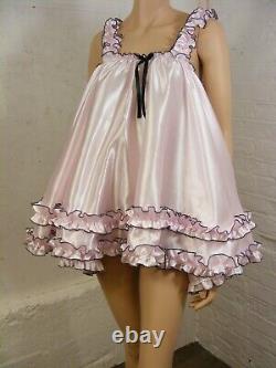Sissy ADULT baby dress pink satin babydoll negligee nightie fancydress Lolita