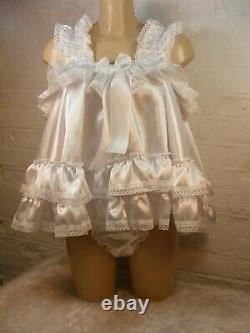 Sissy ADULT baby dress satin baby doll negligee nightie fancy dress maid lolita