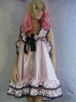 Sissy ADULT baby dress satin babydoll negligee nighty fancy dress maid cosplay