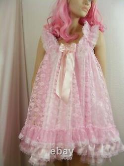 Sissy ADULT baby dress satin ddlg babydoll negligee nightie fancydress cosplay