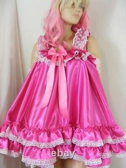 Sissy ADULT baby satin babydoll negligee nightie with longer length options