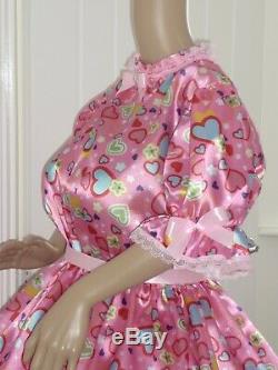 Sissy Adult Baby Cream Satin & lace Frilly Dress Custom size cosplay lola CDTV