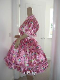 Sissy Adult Baby Cream Satin & lace Frilly Dress Custom size cosplay lola CDTV
