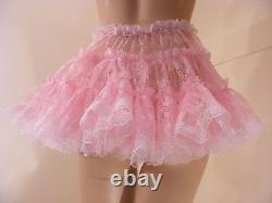 Sissy Adult Baby Fancy Dress Pink Lace Micro Mini Skirt 11long Coplay Lolita