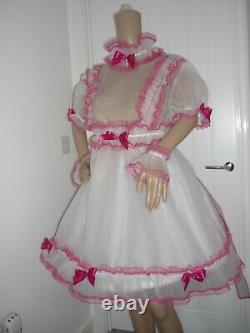 Sissy Adult Baby Party Plastic Frilly Dress & Panties Neck Cuff Set CD Play