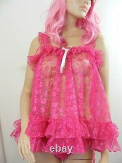 Sissy DDLG dress ADULT baby pink lace babydoll negligee nighty fancydress unisex