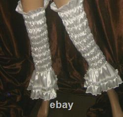 Sissy Maid Adult Baby CD/TV A Set of White Faux Satin Sretchy Arm & Leg Covers