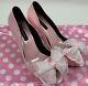 Sissy Maid Heels Baby Pink With Detachable Bow With White Trim Size 45 Wide Us12
