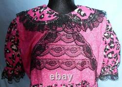 Sissy Pink & Black Short Adult Baby Little Girl Dress with Lots of Black Lace