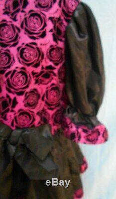 Sissy Short 26 Adult Baby Little Girl Black Rose on Pink Top Dress Satin Skirt