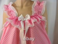 Sissy adult baby dress pink spotted cotton nightie fancy dress ddlg lolita