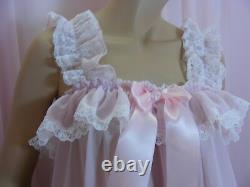 Sissy dress ADULT baby pink chiffon babydoll negligee nighty fancy dress cosplay