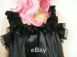 Sissy dress ADULT satin babydoll negligee nightie fancy dress maid cosplay CD TV