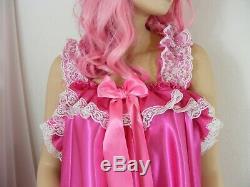 Sissy dress ADULT satin babydoll negligee nighty fancy dress maid cosplay CD TV