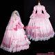 Sissy Maid Versailles Rose Victorian Rococo Gown Ball Baby Pink Satin Dress 1642