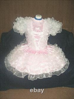 Sissy maid adult baby neuter CD/ TV pink satin and organza frilly dress &
