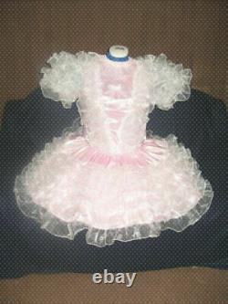 Sissy maid adult baby neuter CD/ TV pink satin and organza frilly dress