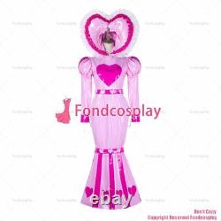 Sissy maid baby pink heavy PVC dress Fish tail lockable heart hood CD/TVG2339