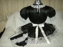 Sissymaids Adult Babyunisex Cd/tv Black Satin And White Lace Dress Outfit