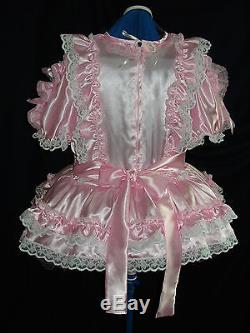 Sissymaids Adult Babyunisex Cd/tv Pink Satin And White Lace Dress