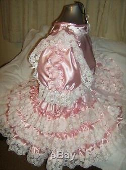 Sissymaidsadult Babyunisexcd/tv Baby Pink Satin And White Lace Dress