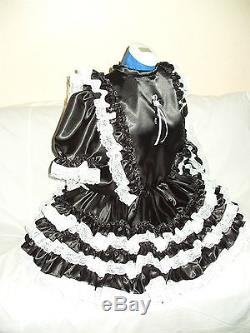 Sissymaidsadult Babyunisexcd/tv Black Satin And White Lace Dress