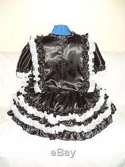 Sissymaidsadult Babyunisexcd/tv Black Satin And White Lace Dress
