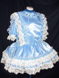 Sissymaidsadult Babyunisexcd/tv Blue Satin And White Lace Dress