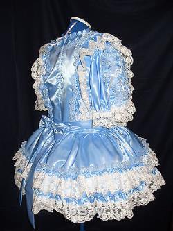 Sissymaidsadult Babyunisexcd/tv Blue Satin And White Lace Dress