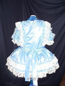 Sissymaidsadult Babyunisexcd/tv Fetish Blue Satin And White Lace Dress
