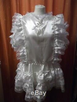 Sissymaidsadult Babyunisexcd/tv Fetish Ivory Satin And White Lace Dress