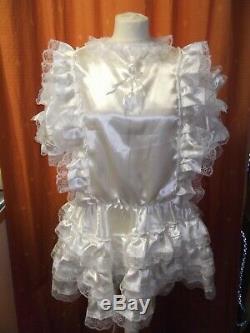 Sissymaidsadult Babyunisexcd/tv Fetish Ivory Satin And White Lace Dress