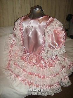 Sissymaidsadult Babyunisexcd/tv Fetish Pink Satin And White Lace Dress