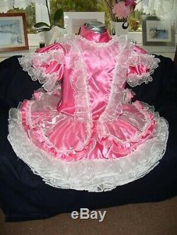 Sissymaidsadult Babyunisexcd/tv Hot Pink Satin & White Lace & Organza Dress