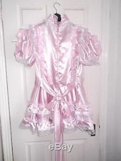 Sissymaidsadult Babyunisexcd/tv Lockable High Neck Pink Satin Dress