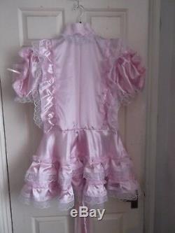Sissymaidsadult Babyunisexcd/tv Lockable High Neck Pink Satin Dress