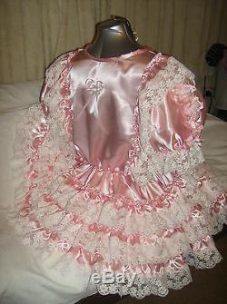 Sissymaidsadult Babyunisexcd/tv Pink Satin And White Lace Dress