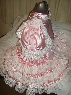 Sissymaidsadult Babyunisexcd/tv Pink Satin And White Lace Dress